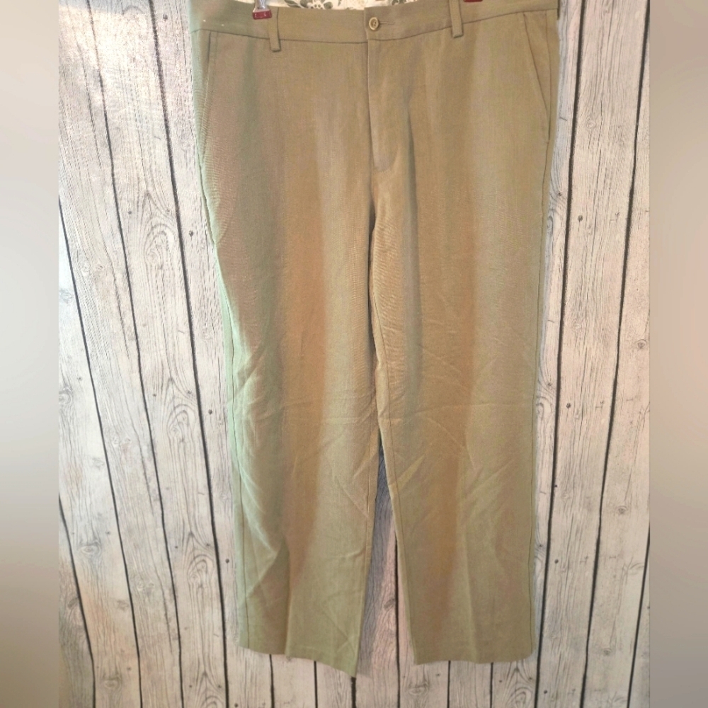 $128 TOMMY BAHAMA Pants Mens 40x32 Wool Blend Flat Front Straight Leg Beige Dad
